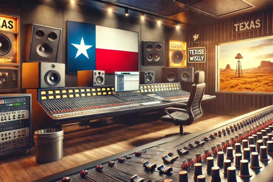 AI generated image of a studio with texas flag